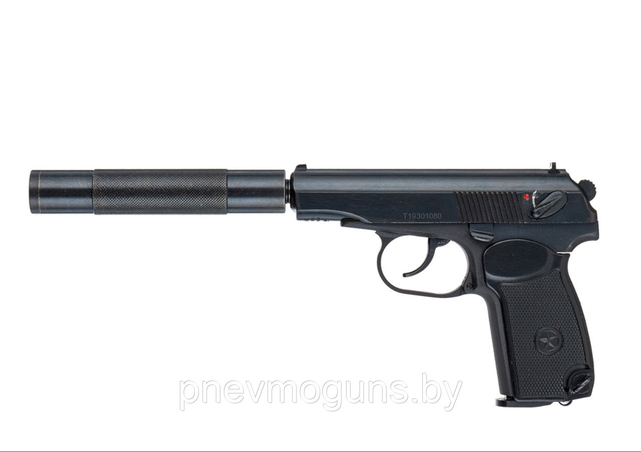 Пневматический пистолет МР654К-32 с доработкой, гладким стволом, удлинителем ствола, прокладкой ствола