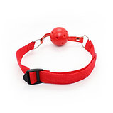 Красный кляп-шар Kissexpo с нейлоновым ремешком, фото 2