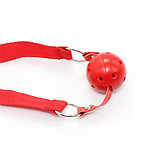Красный кляп-шар Kissexpo с нейлоновым ремешком, фото 5