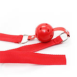 Красный кляп-шар Kissexpo с нейлоновым ремешком, фото 6