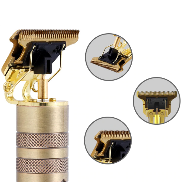 Беспроводной триммер для бороды, усов и арт рисунков Hair Trimmer T-Blade (4 сменные насадки) - фото 3 - id-p148178014