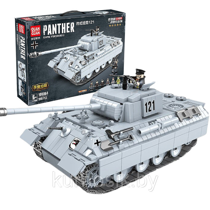 Конструктор 100064 Quan Guan Classic Военный танк "Танк Пантера Panther", 990 деталей - фото 1 - id-p148240512