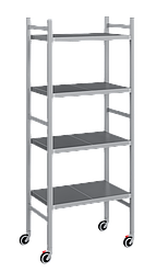 Мобильный стеллаж-тележка LOAD.ME.MOBILE INOX, 4 яруса, Г400, В1850