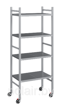 Мобильный стеллаж-тележка LOAD.ME.MOBILE INOX, 4 яруса, Г400, В1850, фото 2