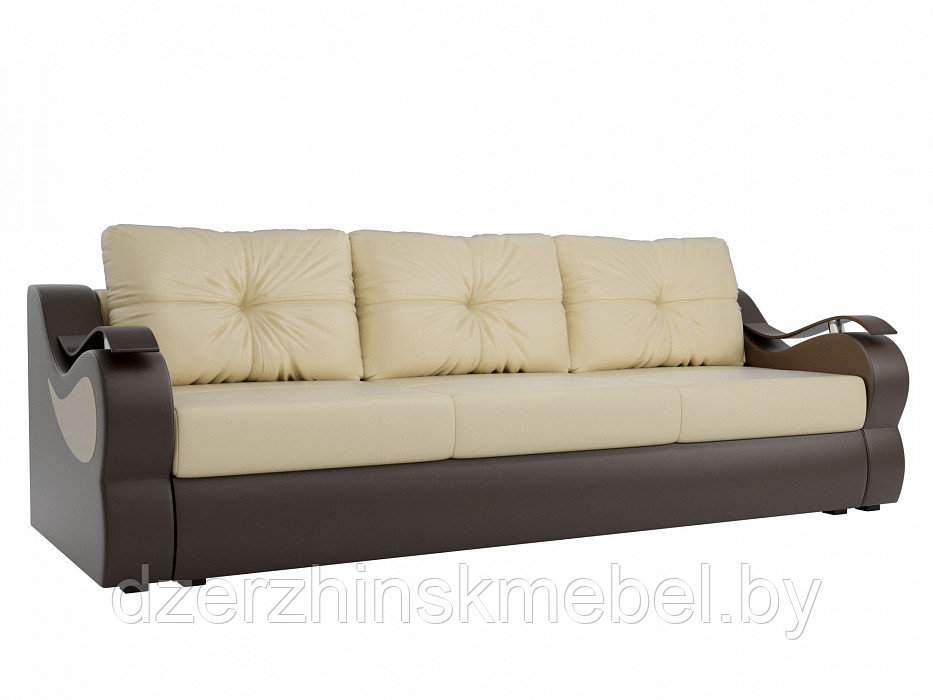 Прямой диван Меркурий Экокожа бежевый\коричневый. Производство Россия м - фото 1 - id-p148262287