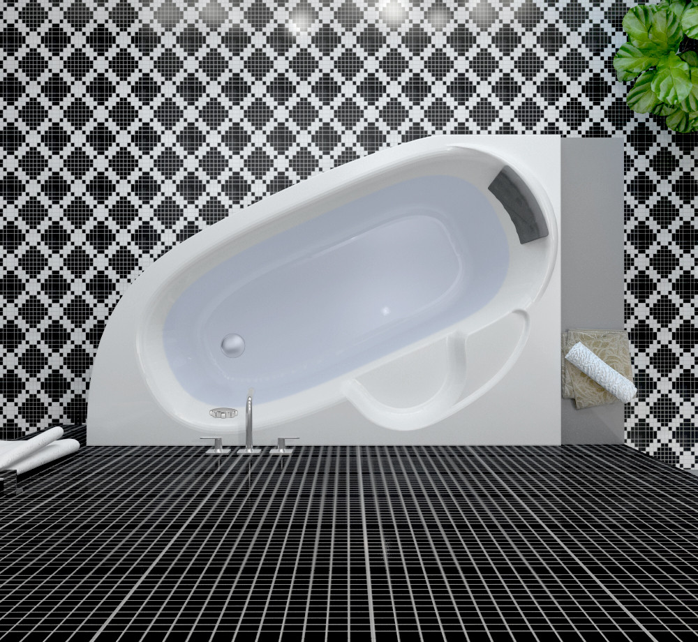 Акриловая ванна Lavinia Boho Bell Pro 370216PR / 160*105 см (правая; с мягким силиконовым подголовником арт.