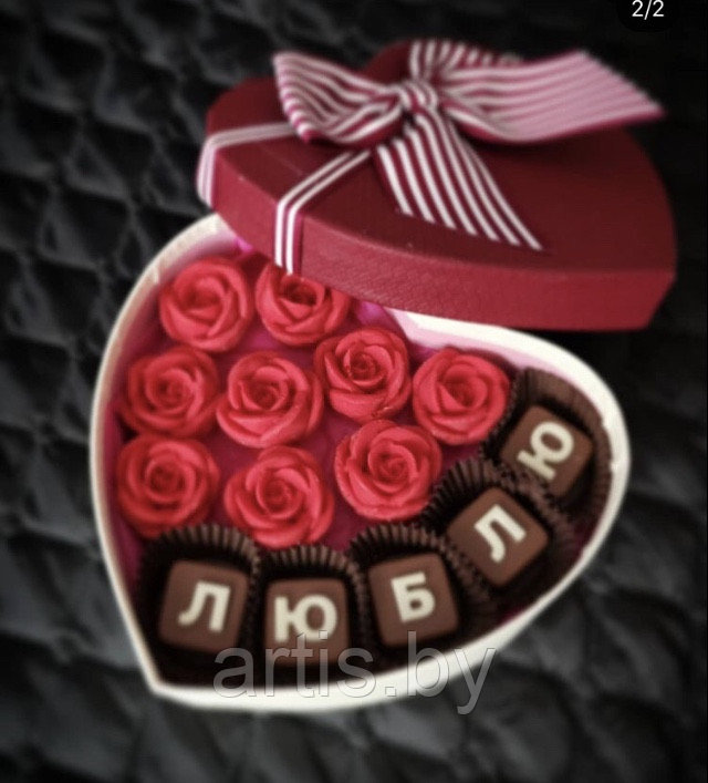 Шоколадные розы в коробках "Шоколадное сердце" (ручная работа). - фото 5 - id-p144796311