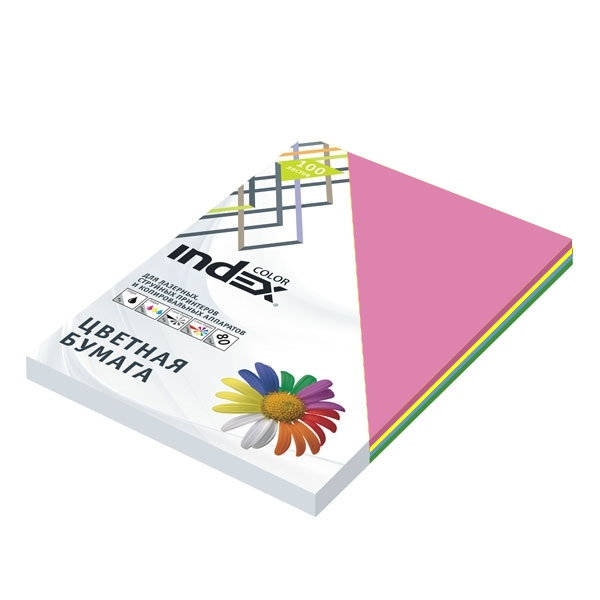 Бумага цветная, Index Color, 80гр, А4, 5х50 (55,85,93,59,45), 250л, арт. ICmixmedium/5x50/250(работаем с юр
