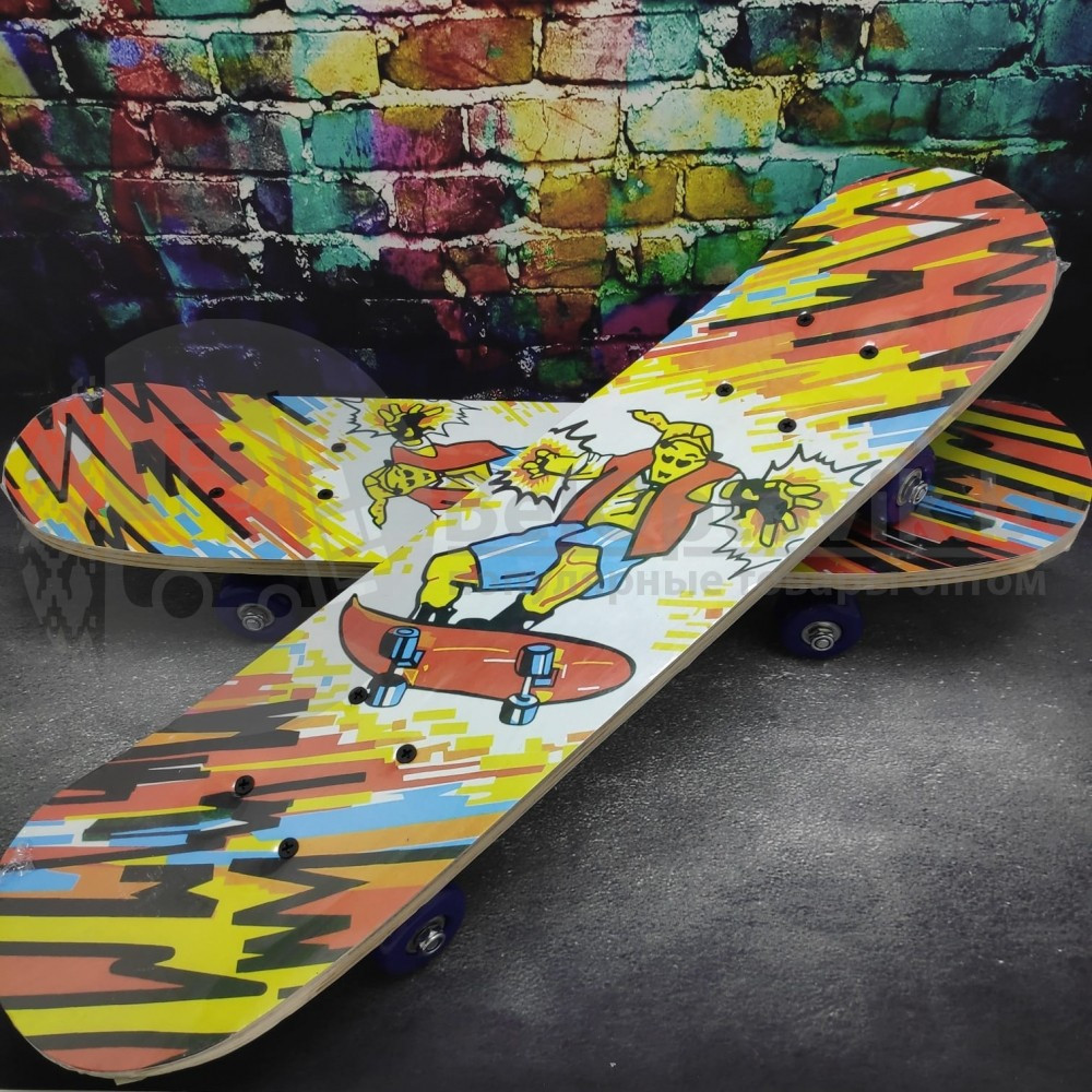 Детский скейтборд, размер 60x15см, пластиковые колеса 45мм Король улиц - фото 2 - id-p148282165