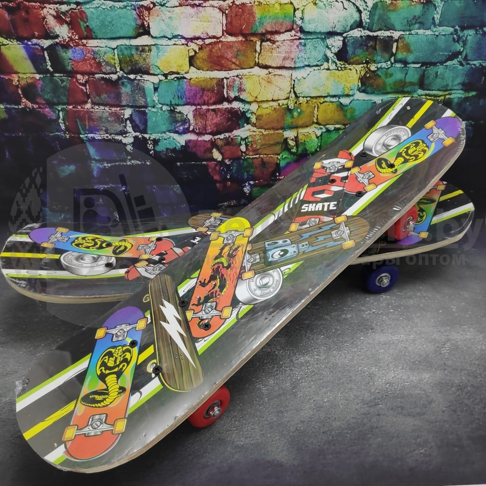 Детский скейтборд, размер 60x15см, пластиковые колеса 45мм Король улиц - фото 7 - id-p148282165