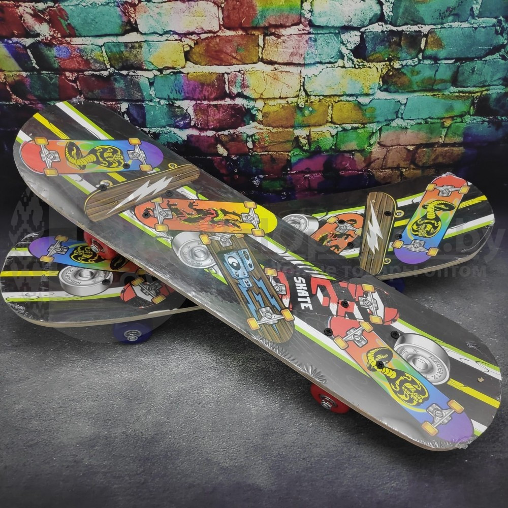 Детский скейтборд, размер 60x15см, пластиковые колеса 45мм Король улиц - фото 8 - id-p148282165