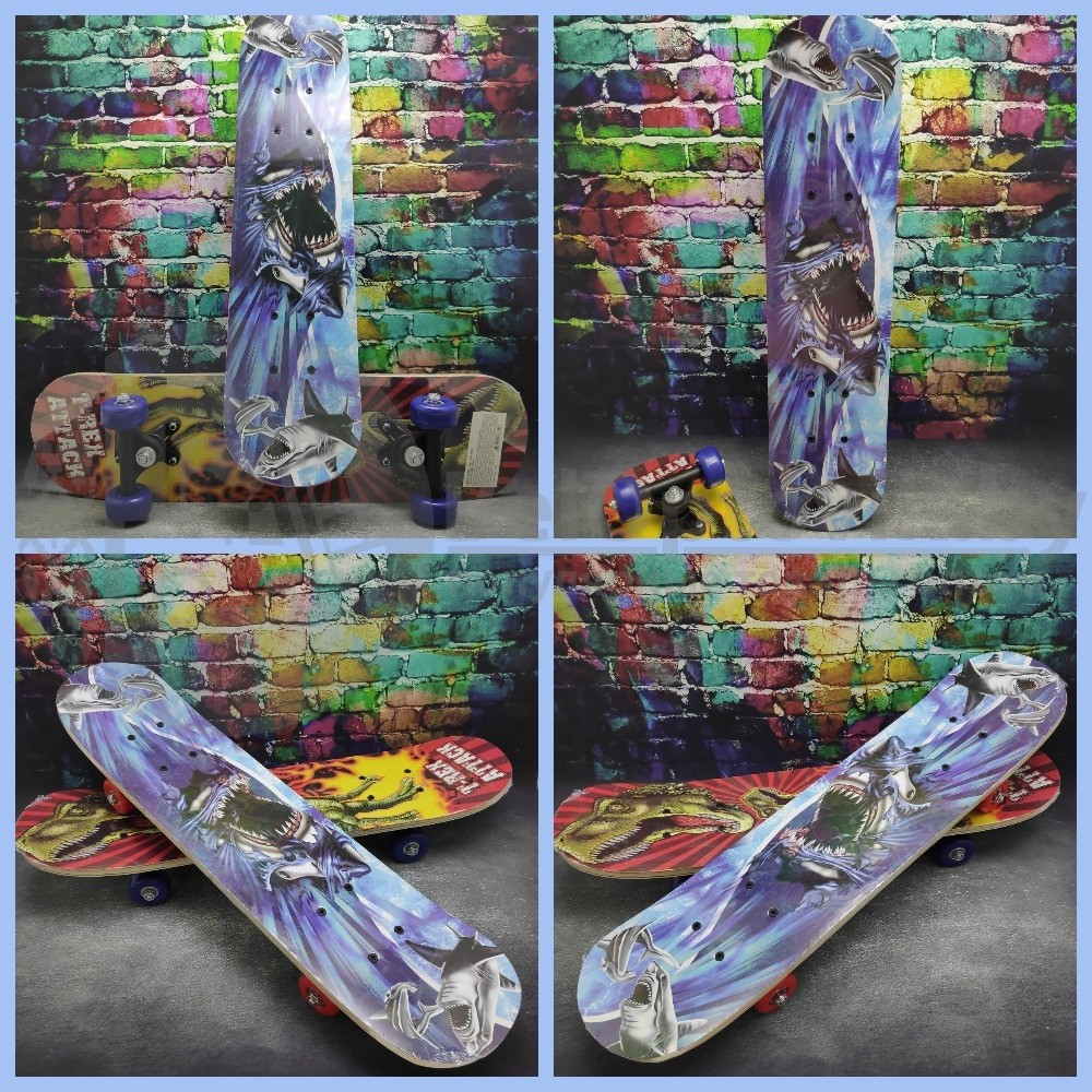 Детский скейтборд, размер 60x15см, пластиковые колеса 45мм Акула - фото 9 - id-p148282169