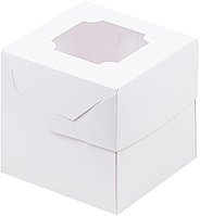 Коробка для капкейков с окном (на 1 шт), Белая, 100х100х h100 мм