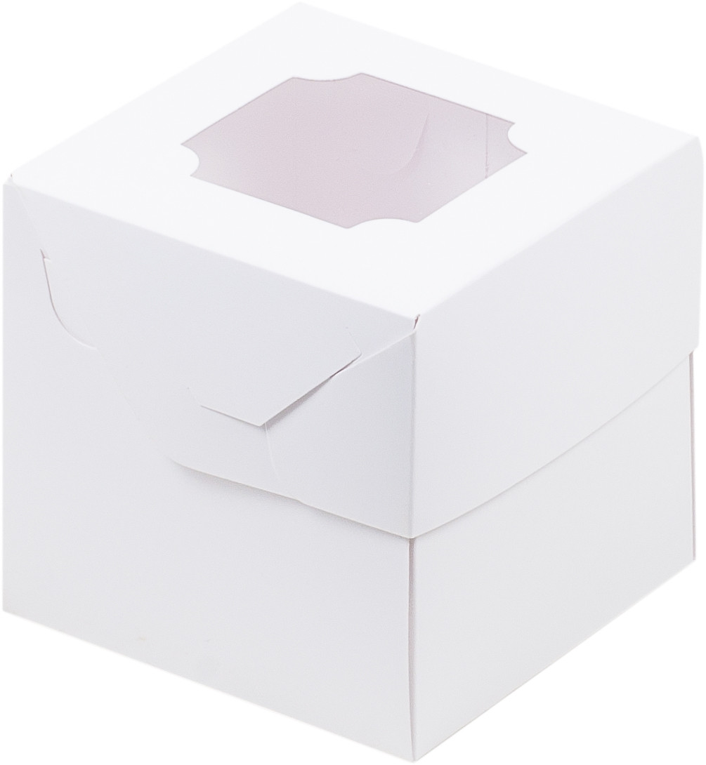 Коробка для капкейков с окном (на 1 шт), Белая, 100х100х h100 мм - фото 1 - id-p148294155