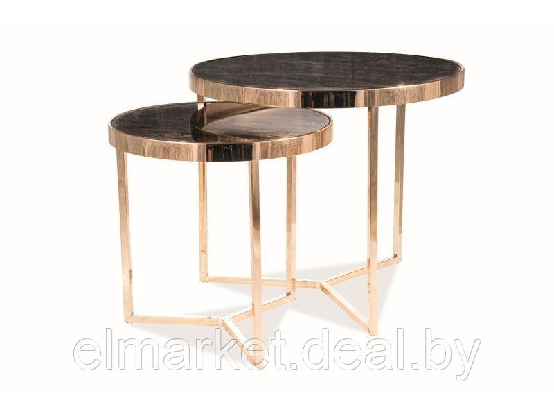 Комплект 2 стола журнальных Signal DELIA II мраморный эффект/золотой - фото 1 - id-p148300418