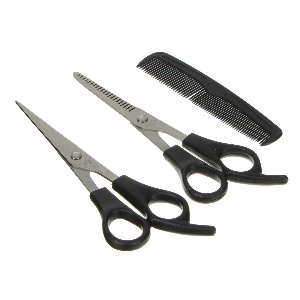 Набор: ножницы парикмахерские 2шт 17,7см + расческа 12,4см, металл, пластик - фото 3 - id-p148311691