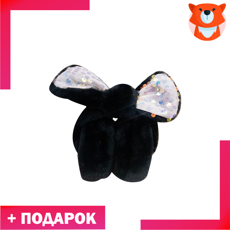 Наушники мягкие с бантиком черные