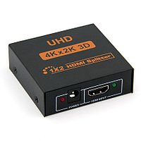 Адаптер - разветвитель - сплиттер 1×2 HDMI, UltraHD 4K 3D, активный, черный 555056