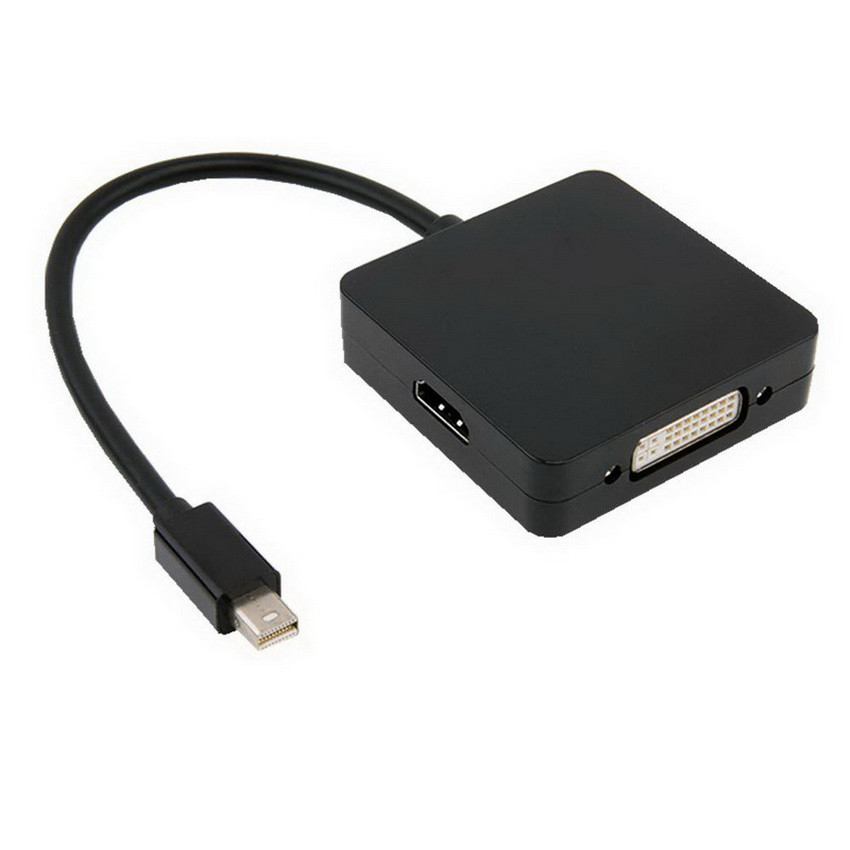 Адаптер - переходник Mini DisplayPort - HDMI - VGA - DVI, квадратный, черный 555507 - фото 1 - id-p138001975