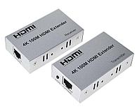 Удлинитель сигнала HDMI по витой паре RJ45 (LAN) до 100 метров, активный, UltraHD 4K, комплект 555576