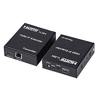 Удлинитель сигнала HDMI по витой паре RJ45 (LAN) до 150 метров, активный, FullHD 1080p, комплект, черный