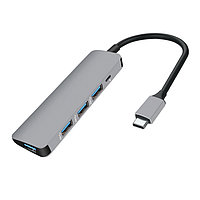 Адаптер - переходник - хаб USB3.1 Type-C - 4x USB3.0, серый 555670