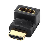 Адаптер - переходник HDMI - HDMI угол 90 градусов, внешний HDMI, папа-мама, черный 555713