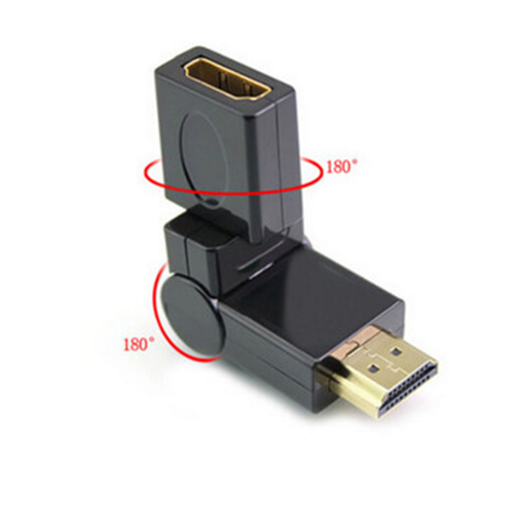 Адаптер - переходник HDMI - HDMI, угловой с поворотом до 180 градусов, папа-мама, черный 555715