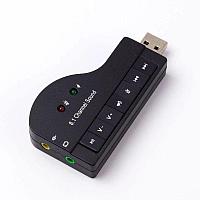 Звуковой адаптер - внешняя звуковая карта USB Hi-Fi 3D 2.1/8.1-канальная, кнопки, черный