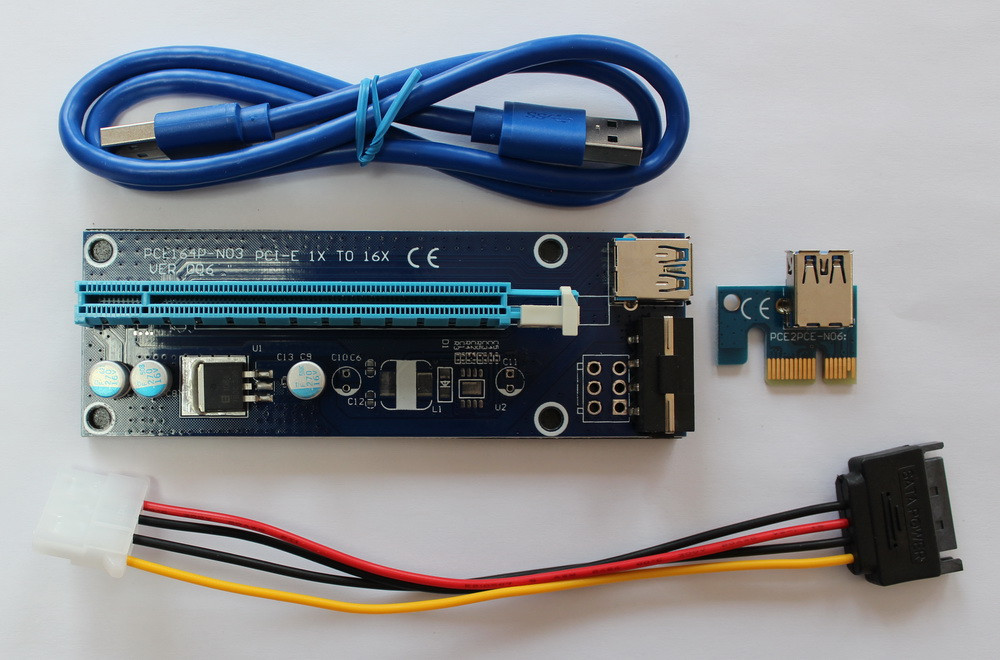 Адаптер - райзер USB3.0 PCI-E 1X на 16X, MOLEX (ver.006/ver.006c) 555774