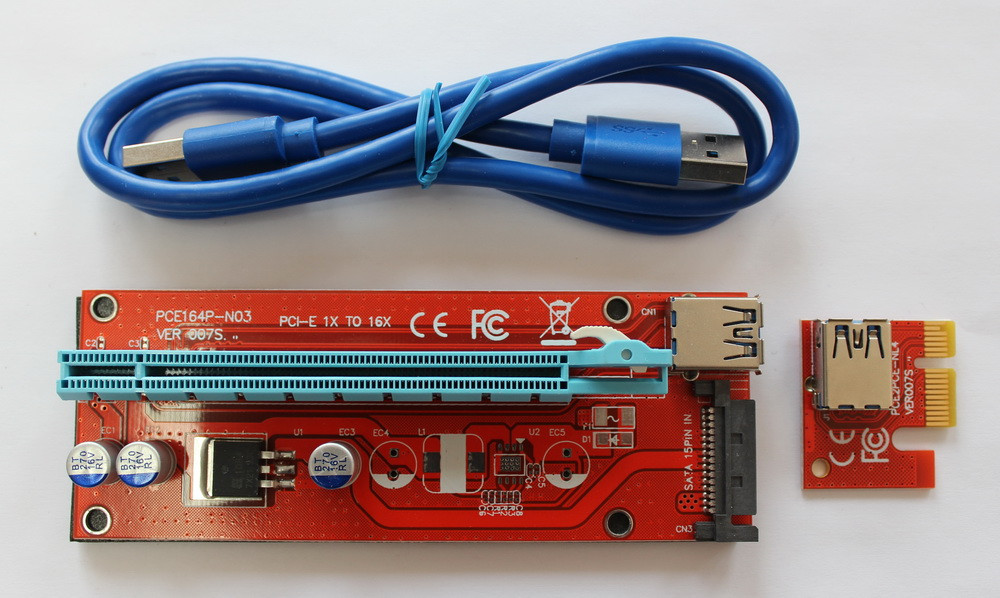 Адаптер - райзер USB3.0 PCI-E 1X на 16X, SATA (ver.007S) 555782
