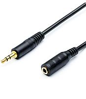 Кабель jack 3.5mm (AUX), папа-мама, 3 метра, черный 555145