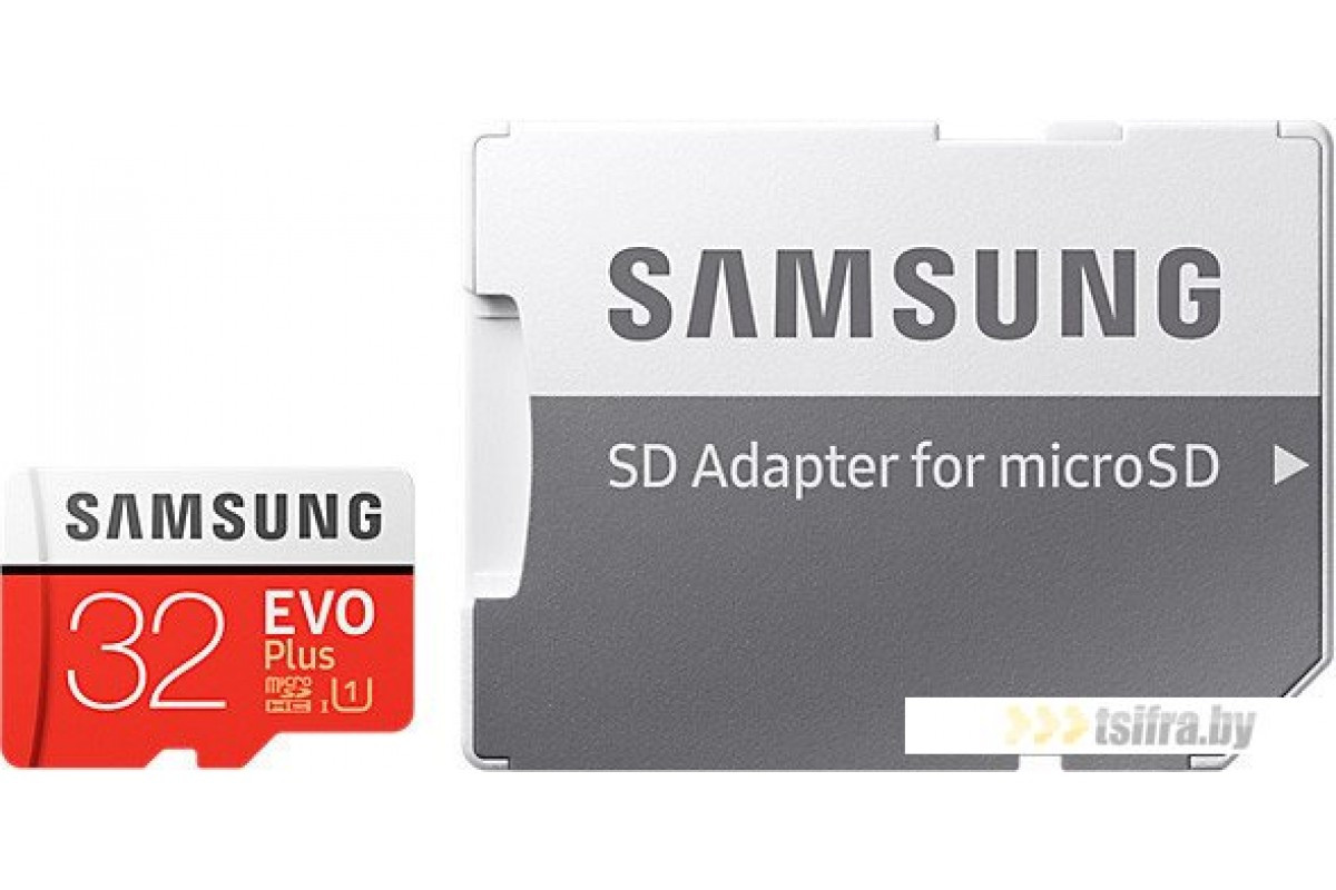 Карта памяти MicroSDHC 32GB SAMSUNG EVO+ (MB-MC32GA), класс 10, SD-адаптер 555297