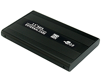 Внешний корпус - бокс SATA - USB2.0 для жесткого диска SSD/HDD 2,5 , алюм.-пластик, черный 555376