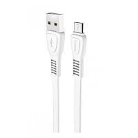 Зарядный USB дата кабель HOCO X40 MicroUSB, 2.4A, 1м, плоский, белый 555848