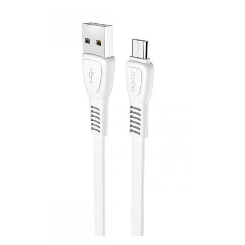 Зарядный USB дата кабель HOCO X40 MicroUSB, 2.4A, 1м, плоский, белый 555848