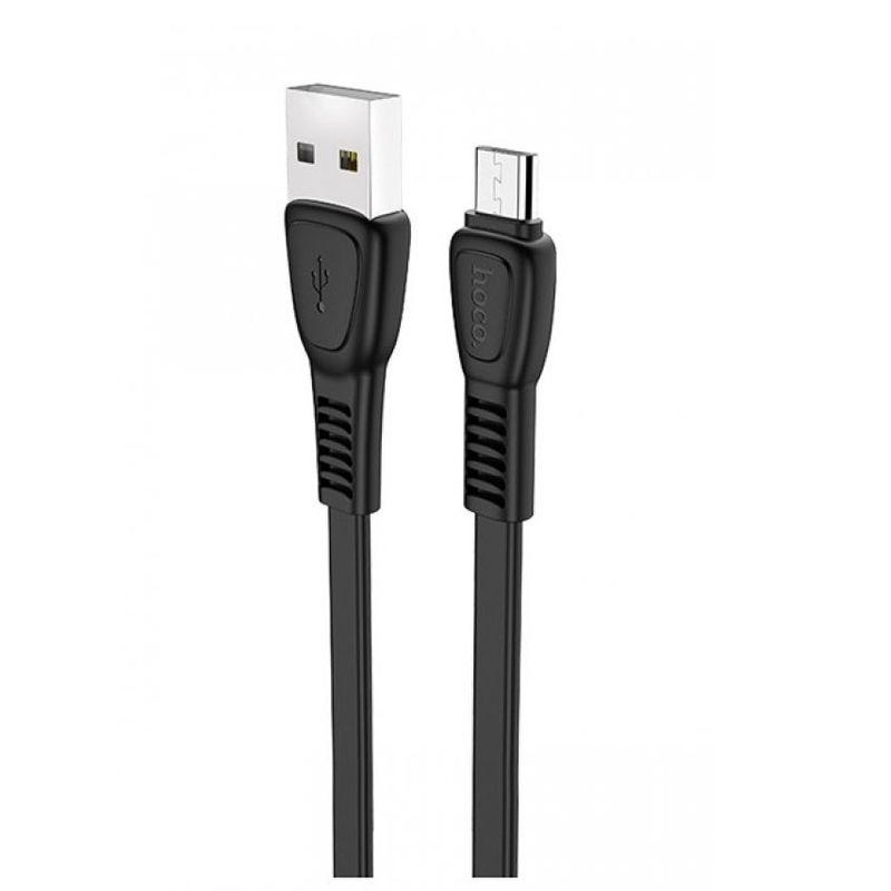 Зарядный USB дата кабель HOCO X40 MicroUSB, 2.4A, 1м, плоский, черный 555849, фото 1