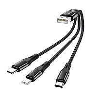 Кабель HOCO X47 Harbor 3 в 1 - USB Type-C + MicroUSB + Lightning 555866