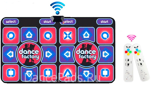 Беспроводной танцевальный коврик для двоих Dance Factory Double Wireless (ТВ/ПК) 32 бит (русское меню к ТВ)