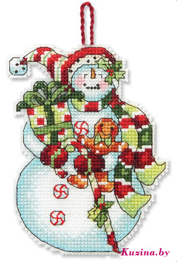 Набор для вышивания крестом «Украшение «Снеговик со сладостями»»