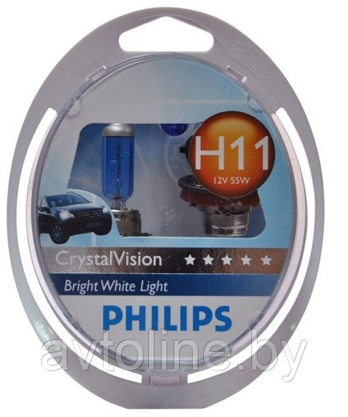 Автомобильная лампа H11 Philips Crystal Vision + 2x W5W 12362CVSM (комплект 2 шт) - фото 1 - id-p76869463