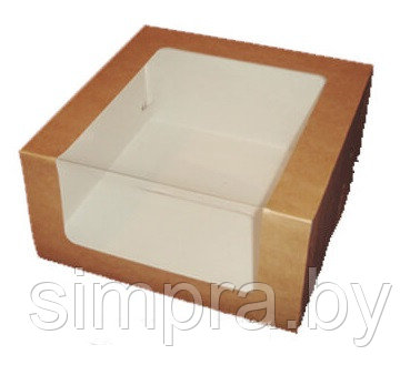 Коробка для торта с окном, 22,5х22,5х11 см - фото 1 - id-p148492888