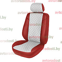 Чехлы на сиденья Skoda Octavia A7 (2013-2020) / Шкода Октавия (красный + цветная вставка РОМБ)