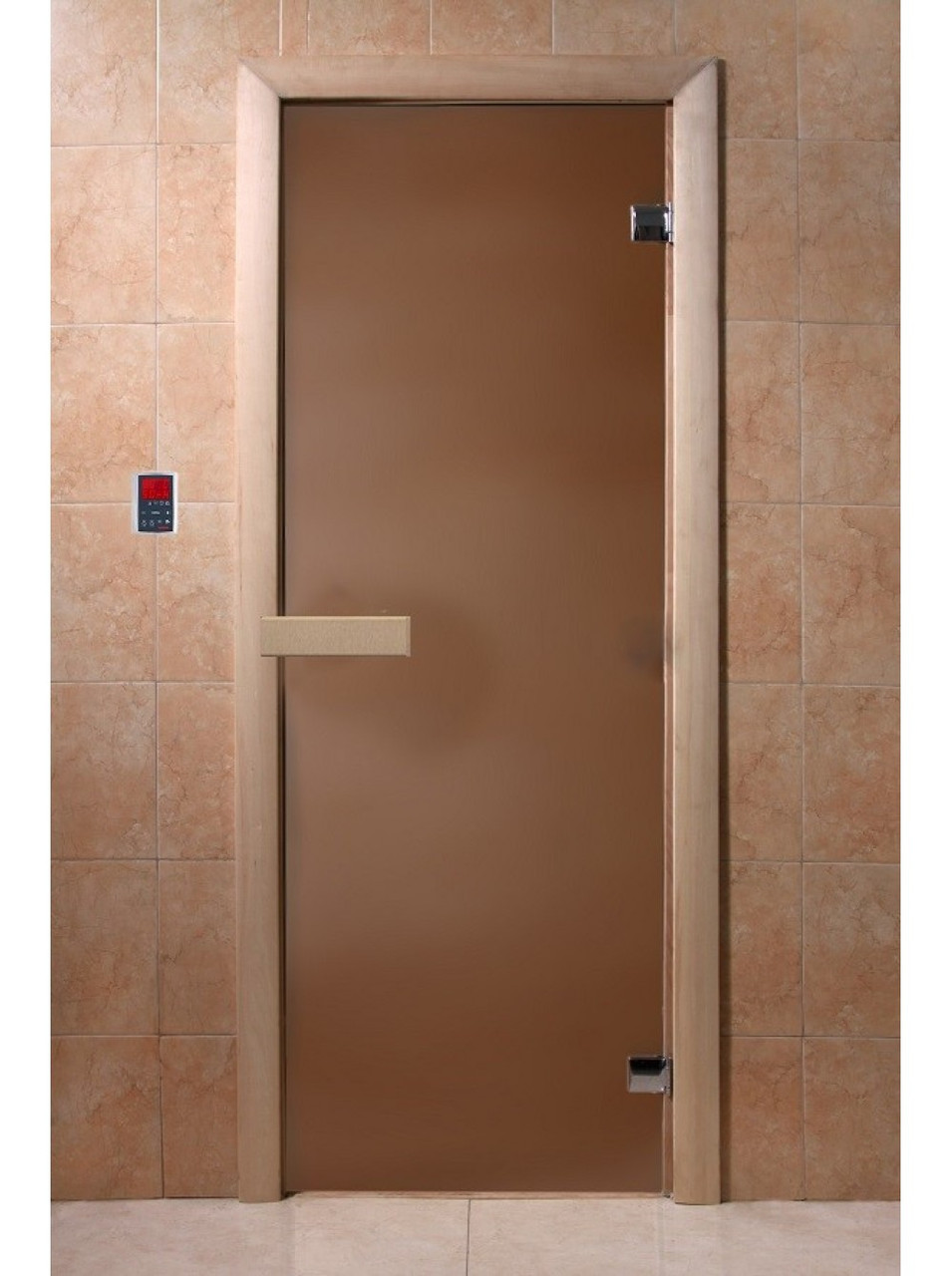 Двери DoorWood, 700х1900, бронза матовая (стекло 6 мм, коробка хвоя, дерев. ручка)