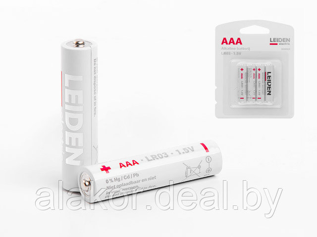 Батарейка LEIDEN ELECTRIC AAA LR03 1,5V alkaline 4шт./уп. - фото 1 - id-p148567282