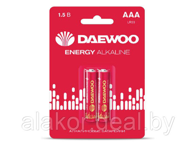 Батарейка DAEWOO ENERGY AAA LR03 1,5V alkaline, 2шт./уп. - фото 1 - id-p148568332