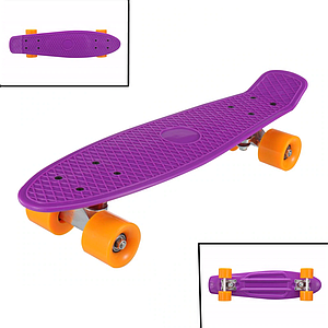 Скейт Пенни Борд  однотонный, матовые колеса 2 дюйма, до 60 кг.  Фиолетовый