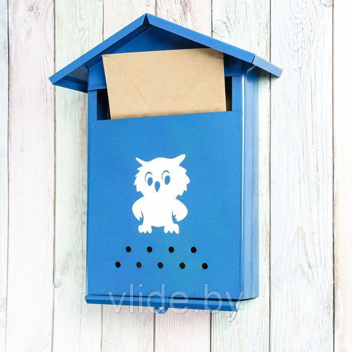 Ящик почтовый без замка (с петлёй), вертикальный, «Домик», синий - фото 2 - id-p148572376