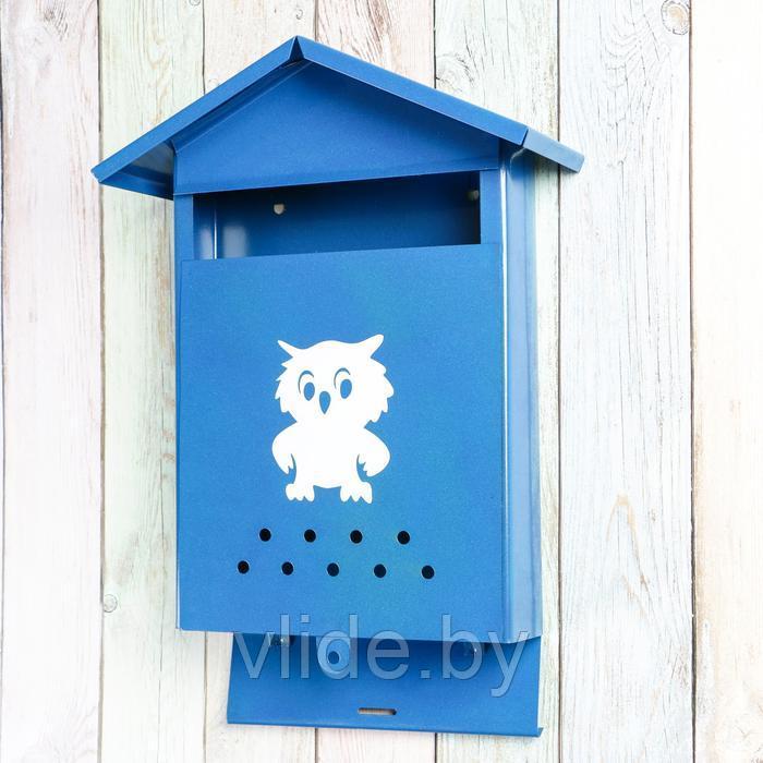 Ящик почтовый без замка (с петлёй), вертикальный, «Домик», синий - фото 3 - id-p148572376