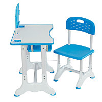 Растущая парта (стол) и растущий стул для дошкольника (подставка для книг, полка для канцтоваров) Синий